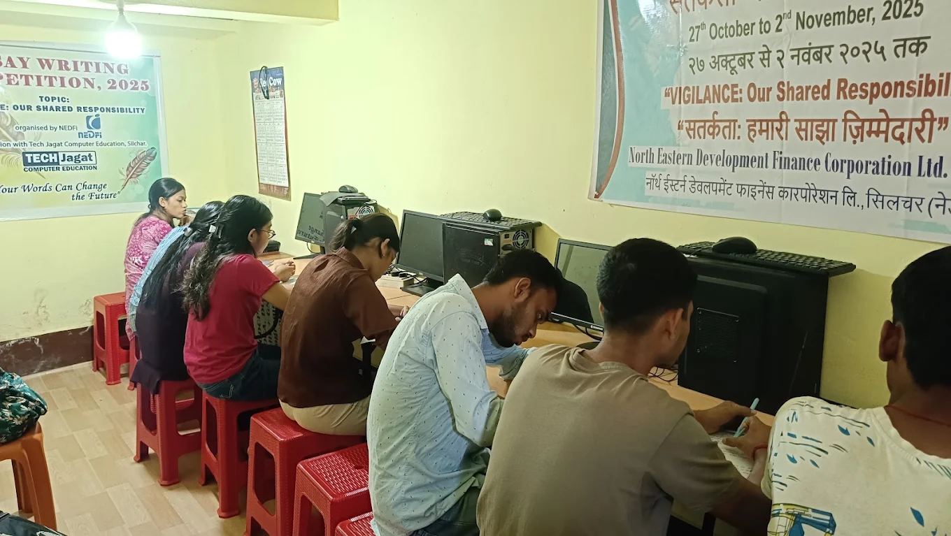 Students at a TECH Jagat computer lab session in Silchar